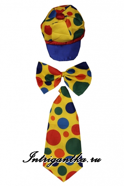 Набор клоуна кепка + галстук + бант синтетика