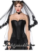 Корсет черный тканевый с гипюровыми вставками невеста