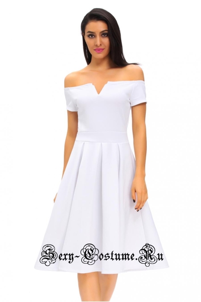 Белое платье  клубное открытые плечи d61228