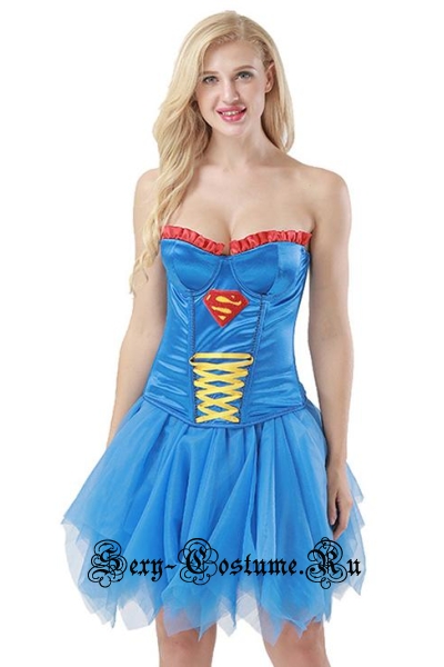 Супер девушка супергерл  корсетный костюм синий m15018