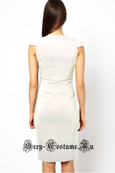 Белое платье клубное с  вырезом спереди n6228