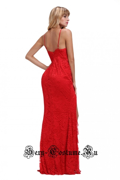 Красное платье клубное длинное сзади d61696-3
