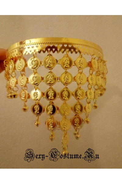 Украшение на голову монетки золотистые ободок lu1086
