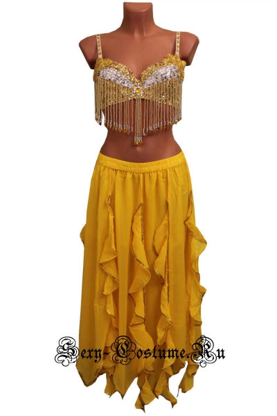 Восточная танцовщица с лифом желтая висюльки lu1015-85