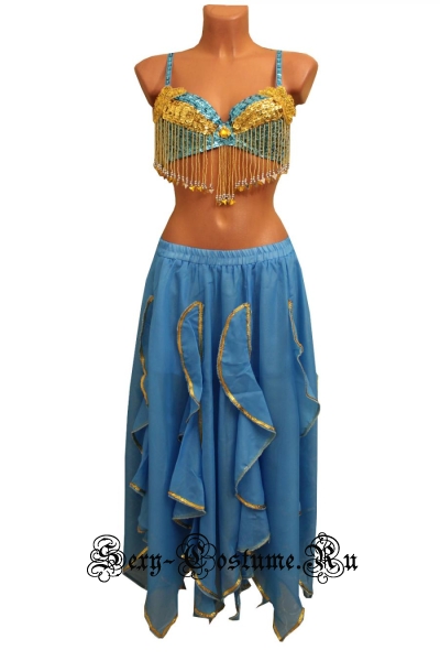 Восточная танцовщица с лифом голубая висюльки lu1015-25