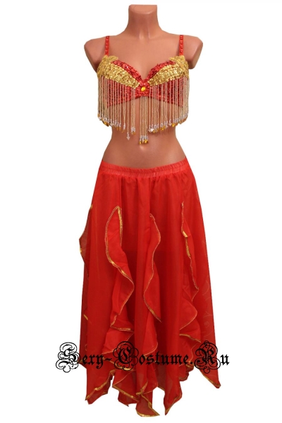 Восточная танцовщица с лифом красная висюльки lu1015-45