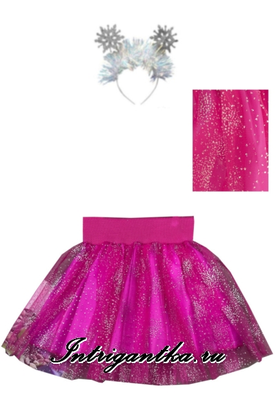 Розовая снежинка с ободком блески на юбке