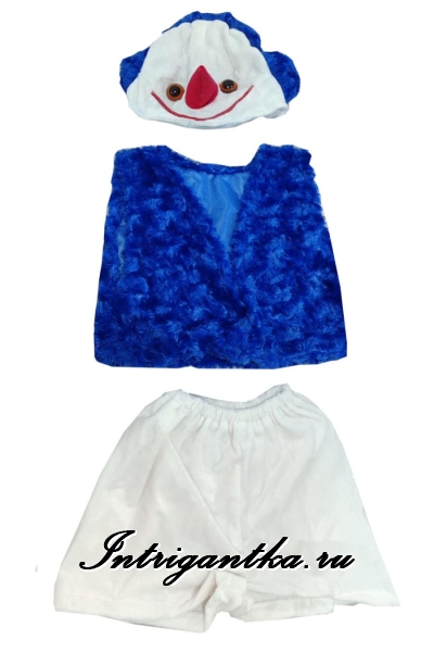 Детский карнавальный костюм для мальчика Снеговик синий барашки