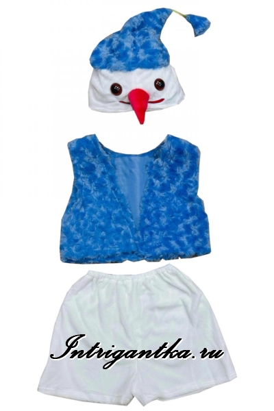 Детский карнавальный костюм для мальчика Снеговик барашки синий