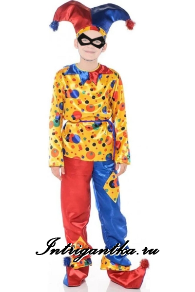 Детский карнавальный костюм для мальчика Петрушка скоморох шут