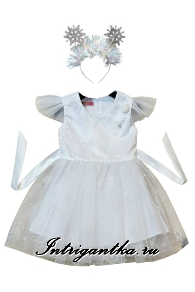 Белая снежинка с узором и ободком sa1005