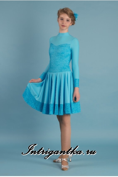 Платье спортивное светло-голубое для девочек 122-128см