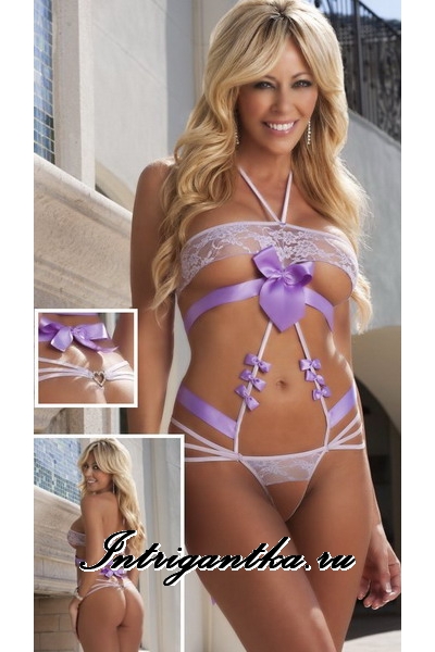 Сексуальное боди-комплект с фиолетовым бантиком
