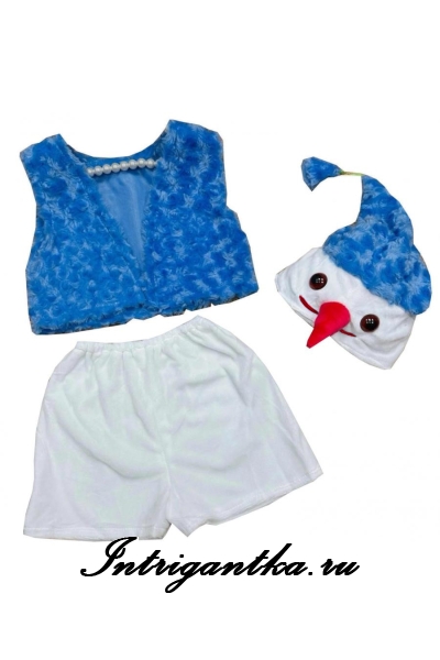 Детский карнавальный костюм для мальчика Снеговик барашки синий