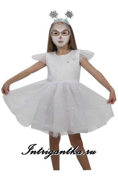 Белая снежинка с узором и ободком sa1005