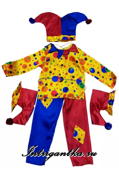 Детский карнавальный костюм для мальчика Петрушка скоморох шут