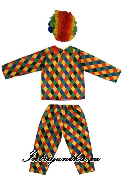 Детский костюм клоуна и парик