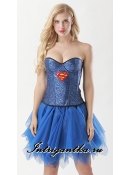 Супер-девушка паетки корсетный костюм синий