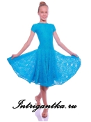 Платье рейтинговое с ригилином светло-голубое рост 116-122см