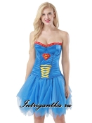 Супер девушка супергерл  корсетный костюм синий
