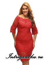 КРАСНОЕ ПЛАТЬЕ КЛУБНОЕ УЗОРЫ арт.N61415