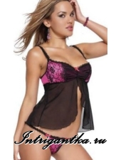 СОРОЧКА-МАЕЧКА И ТРУСИКИ ЧЕРНО-КРАСНАЯ арт.1123