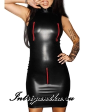 ЧЕРНОЕ ПЛАТЬЕ С КРАСНЫМИ МОЛНИЯМИ арт.M12746