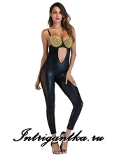 ВИНИЛОВЫЙ КОМБИНЕЗОН С ЗОЛОТИСТЫМИ ШИПАМИ арт.W7713