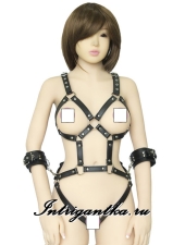 ЖЕНСКАЯ БОНДАЖНАЯ СБРУЯ БОДИ + НАРУЧНИКИ арт.LU1105-2