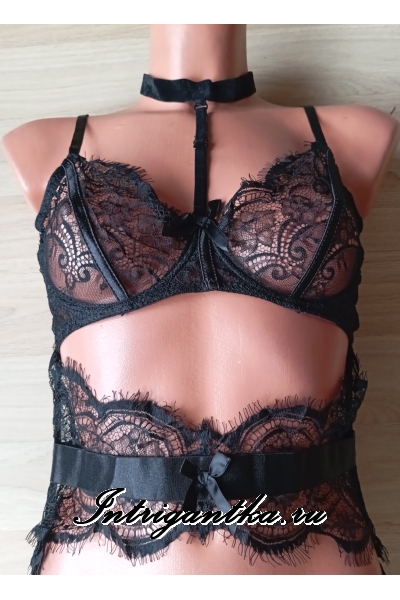 Комплект черный интригующий из 3х предметов