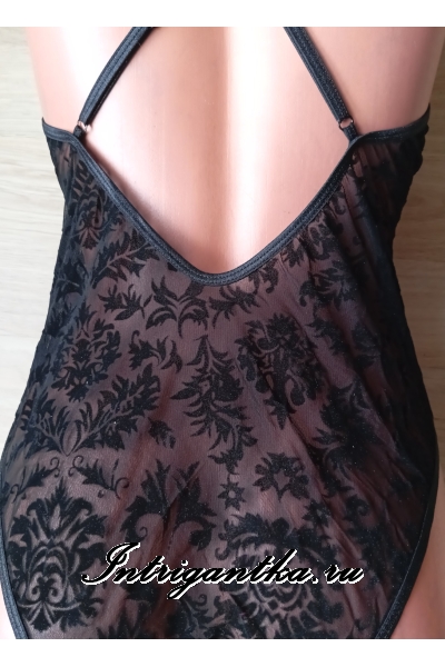 Боди черный с разрезом снизу