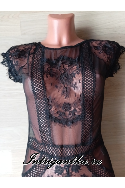 Полупрозрачное боди с интересной текстурой рисунка