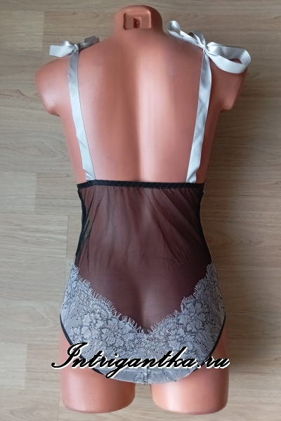 Полупрозрачное вечернее боди черное