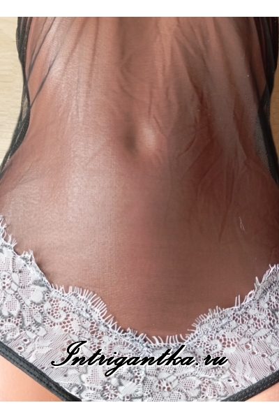 Полупрозрачное вечернее боди черное