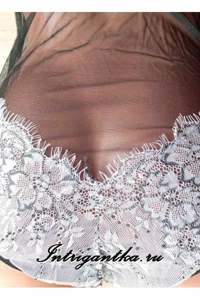 Полупрозрачное вечернее боди черное