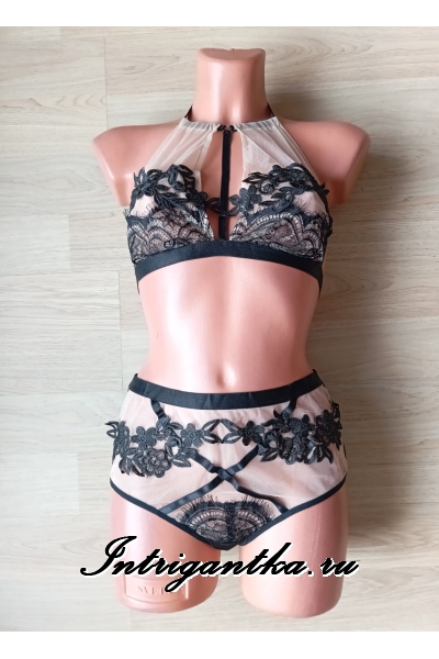 Комплект из 2х предметов с телесного цвета мелкой сеточкой