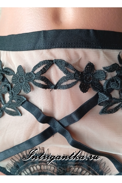 Комплект из 2х предметов с телесного цвета мелкой сеточкой