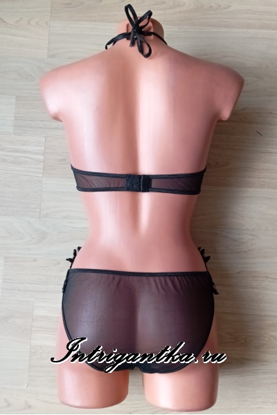 Прозрачное черное боди с узором