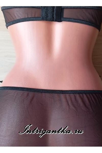 Прозрачное черное боди с узором