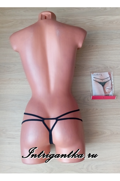 Черные трусики-стринги с доступом