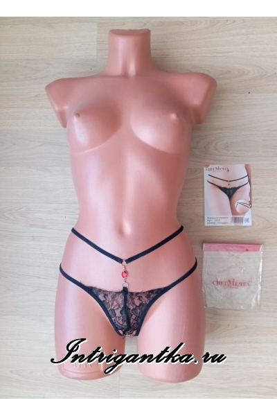 Черные трусики-стринги с доступом