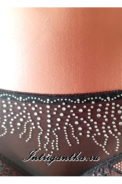 Черные прозрачный трусики-шортики со стразиками