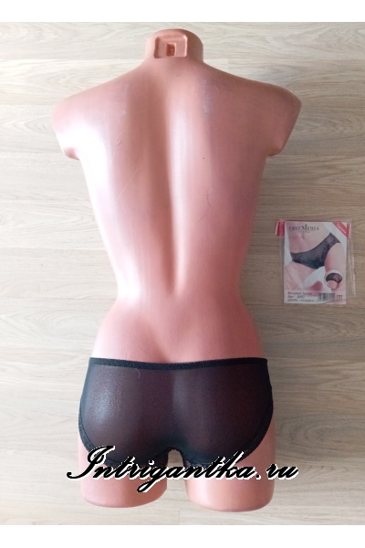 Черные прозрачный трусики-шортики со стразиками