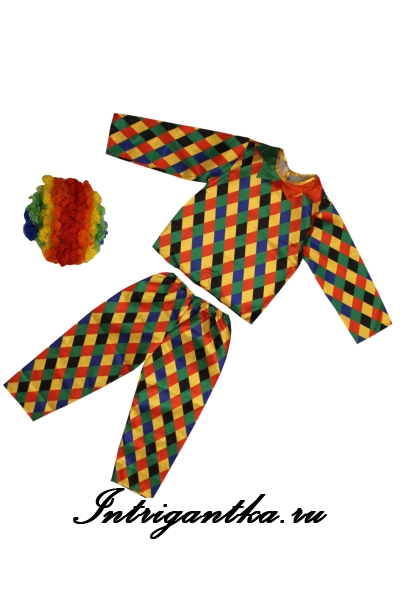 Детский костюм клоуна и парик