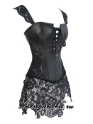 Корсет черный с гипюровой юбочкой и вставками уценка