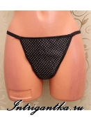 Трусики-стринги черные в горошек