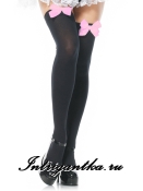 Черные гольфы с розовыми бантиками