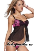 Сорочка-маечка и трусики черно-красная