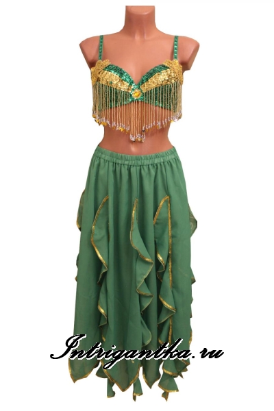 Восточная танцовщица с лифом зеленый висюльки