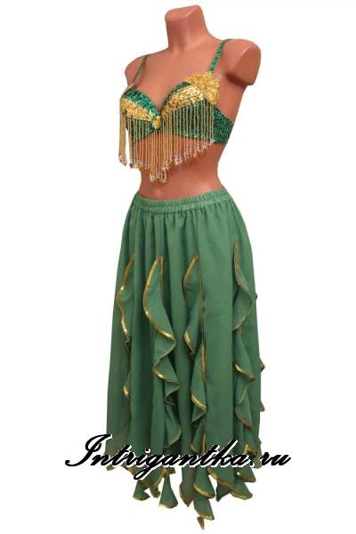 Восточная танцовщица с лифом зеленый висюльки
